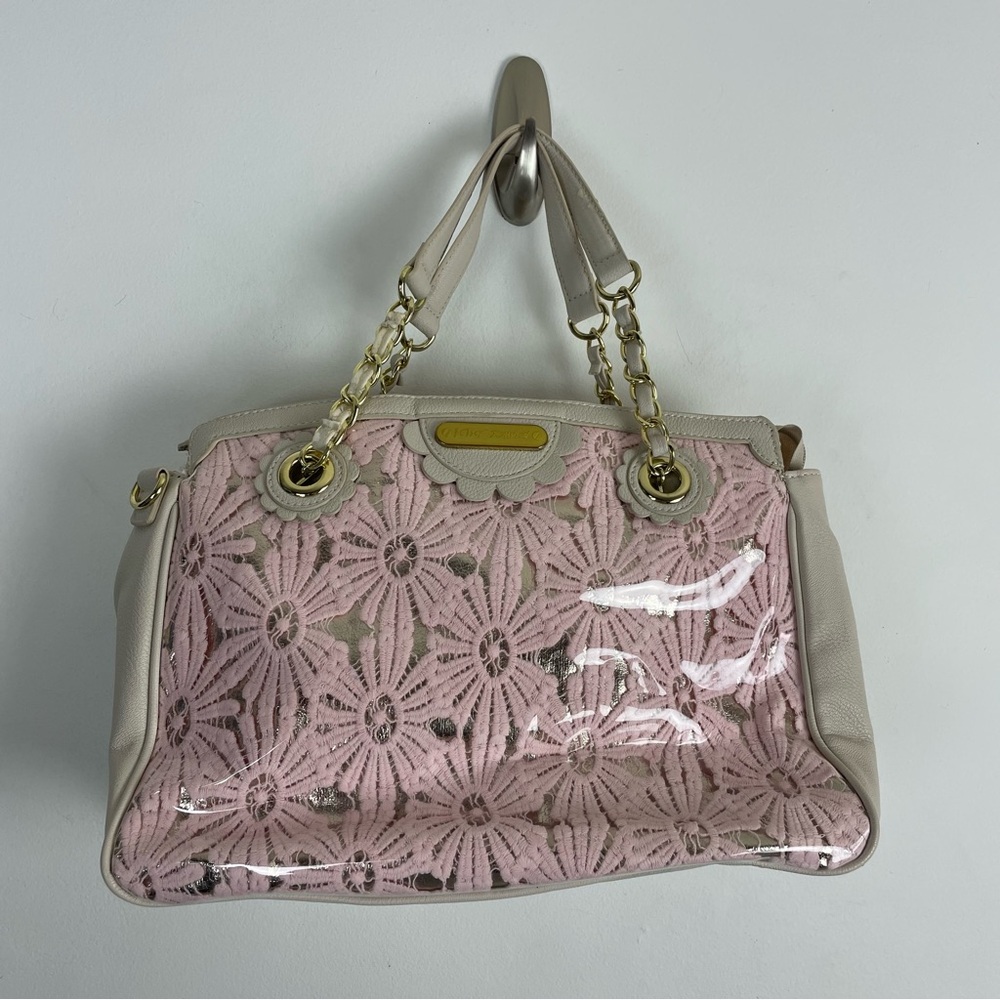 Betsey Johnson Pink Floral Lace Shoulder Bag